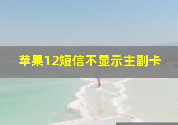 苹果12短信不显示主副卡