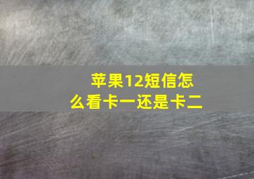 苹果12短信怎么看卡一还是卡二