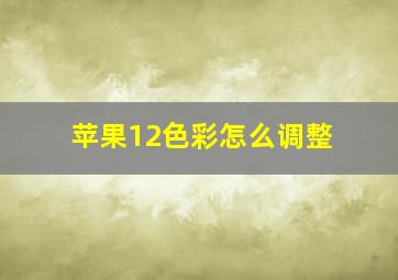 苹果12色彩怎么调整