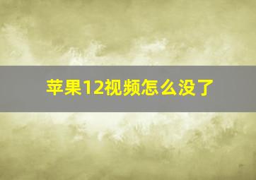 苹果12视频怎么没了