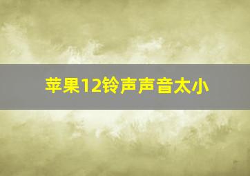 苹果12铃声声音太小