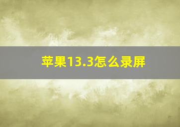 苹果13.3怎么录屏