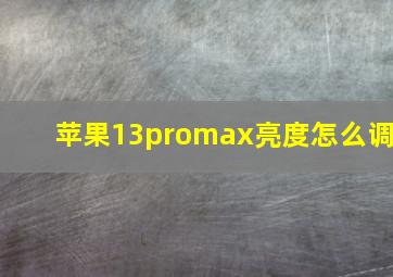 苹果13promax亮度怎么调