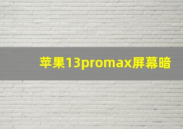 苹果13promax屏幕暗