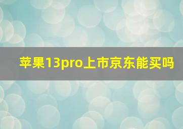 苹果13pro上市京东能买吗