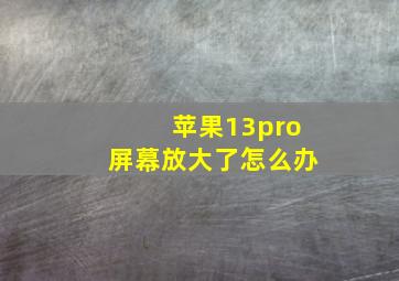 苹果13pro屏幕放大了怎么办