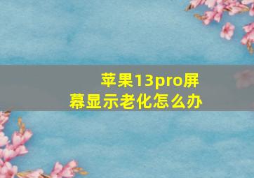 苹果13pro屏幕显示老化怎么办