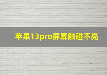 苹果13pro屏幕触碰不亮