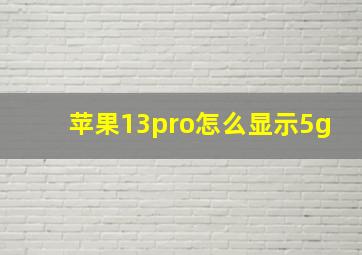 苹果13pro怎么显示5g