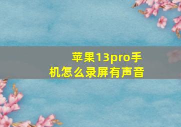 苹果13pro手机怎么录屏有声音