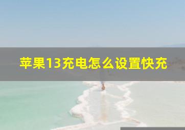 苹果13充电怎么设置快充