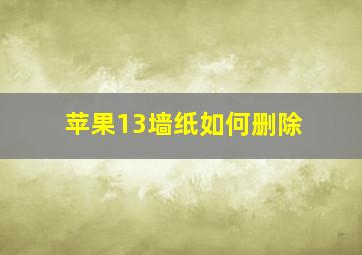 苹果13墙纸如何删除