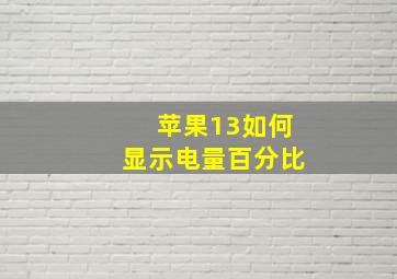 苹果13如何显示电量百分比