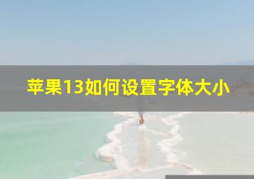 苹果13如何设置字体大小