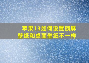 苹果13如何设置锁屏壁纸和桌面壁纸不一样