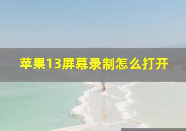 苹果13屏幕录制怎么打开