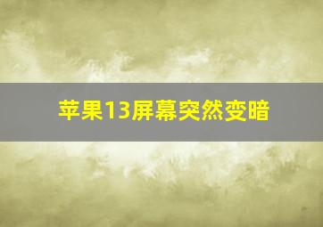 苹果13屏幕突然变暗