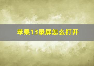 苹果13录屏怎么打开