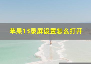 苹果13录屏设置怎么打开