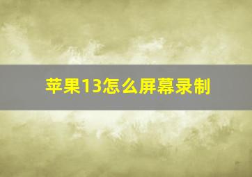 苹果13怎么屏幕录制