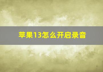 苹果13怎么开启录音