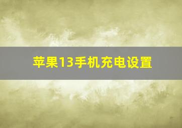 苹果13手机充电设置