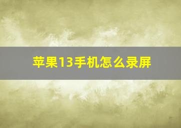 苹果13手机怎么录屏