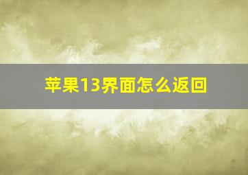 苹果13界面怎么返回