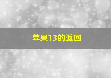 苹果13的返回