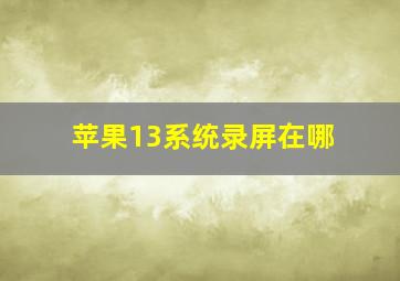 苹果13系统录屏在哪