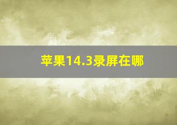 苹果14.3录屏在哪