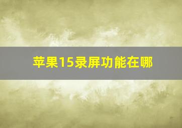 苹果15录屏功能在哪