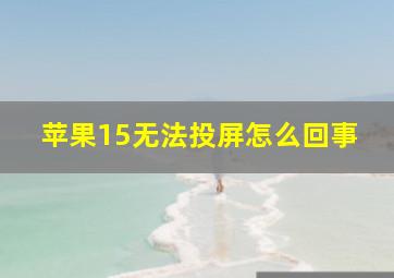 苹果15无法投屏怎么回事