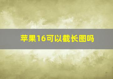 苹果16可以截长图吗