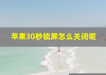 苹果30秒锁屏怎么关闭呢