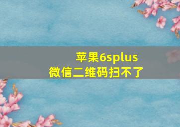 苹果6splus微信二维码扫不了