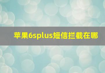 苹果6splus短信拦截在哪