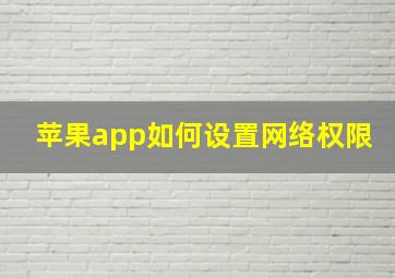 苹果app如何设置网络权限