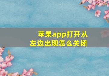 苹果app打开从左边出现怎么关闭