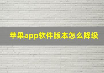 苹果app软件版本怎么降级