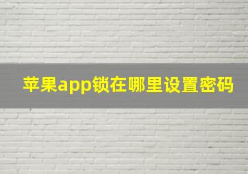 苹果app锁在哪里设置密码