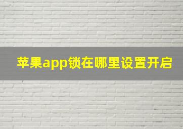 苹果app锁在哪里设置开启