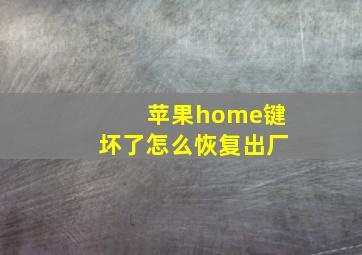 苹果home键坏了怎么恢复出厂