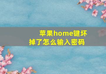 苹果home键坏掉了怎么输入密码