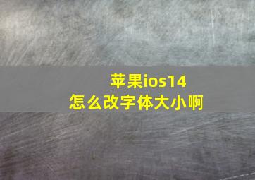 苹果ios14怎么改字体大小啊