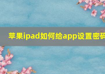 苹果ipad如何给app设置密码