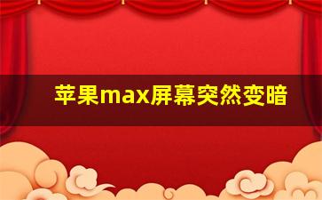 苹果max屏幕突然变暗