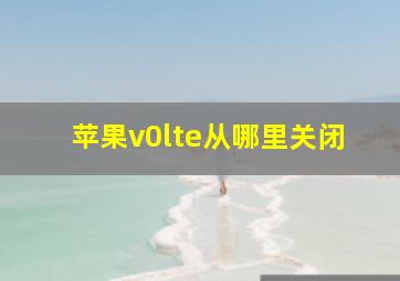 苹果v0lte从哪里关闭