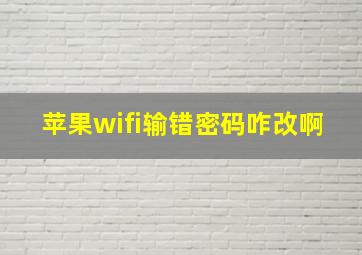 苹果wifi输错密码咋改啊