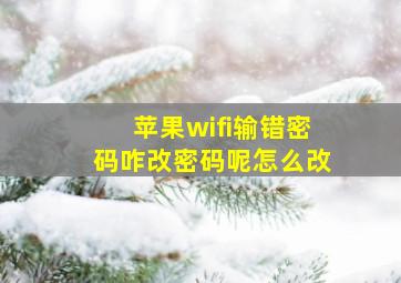 苹果wifi输错密码咋改密码呢怎么改